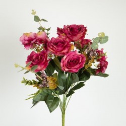 ROSE BOUQUET,11 BRANCHES, DUSTY  PINK, 47cm 758-10041