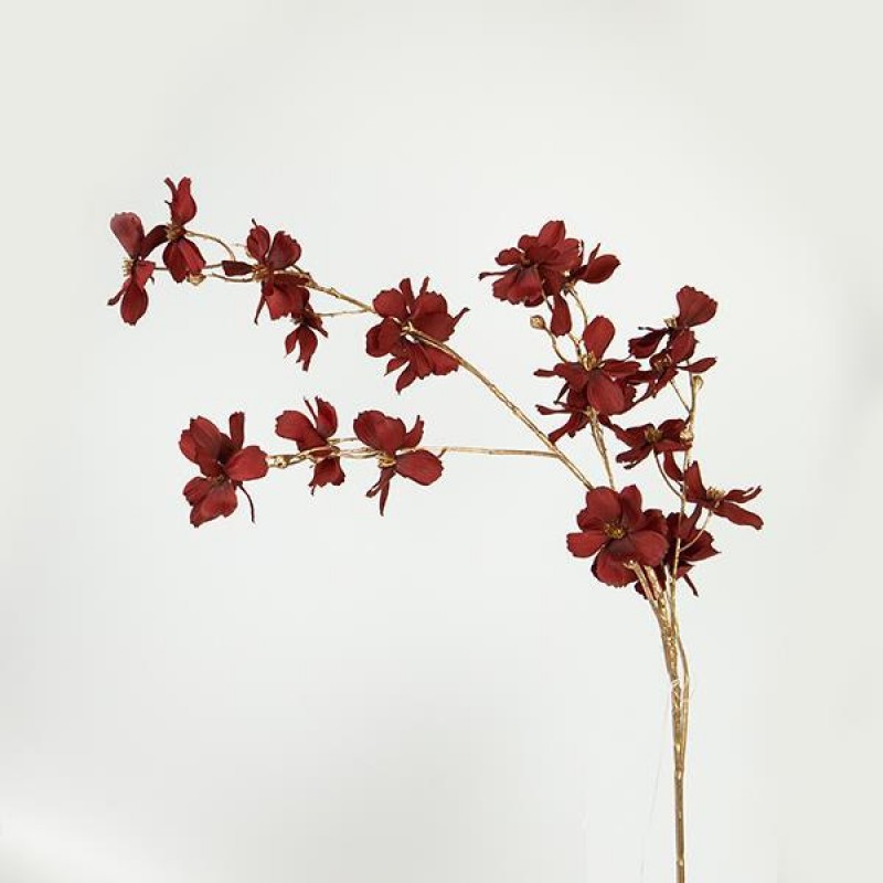 FLOWER,  GOLD BRANCH, DARK RED, 90cm 758-12125