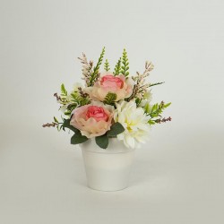 MIX FLOWERS IN A POT, CREAM-PINK, 24cm 758-14051