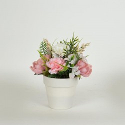 MIX FLOWERS IN A POT, WHITE-PINK, 24cm 758-14052