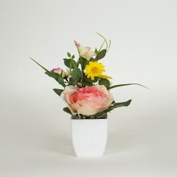 MIX FLOWERS IN A POT, YELLOW-PINK, 17cm 758-14053