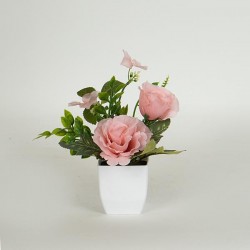 MIX FLOWERS IN A POT, WHITE-PINK, 17cm 758-14055
