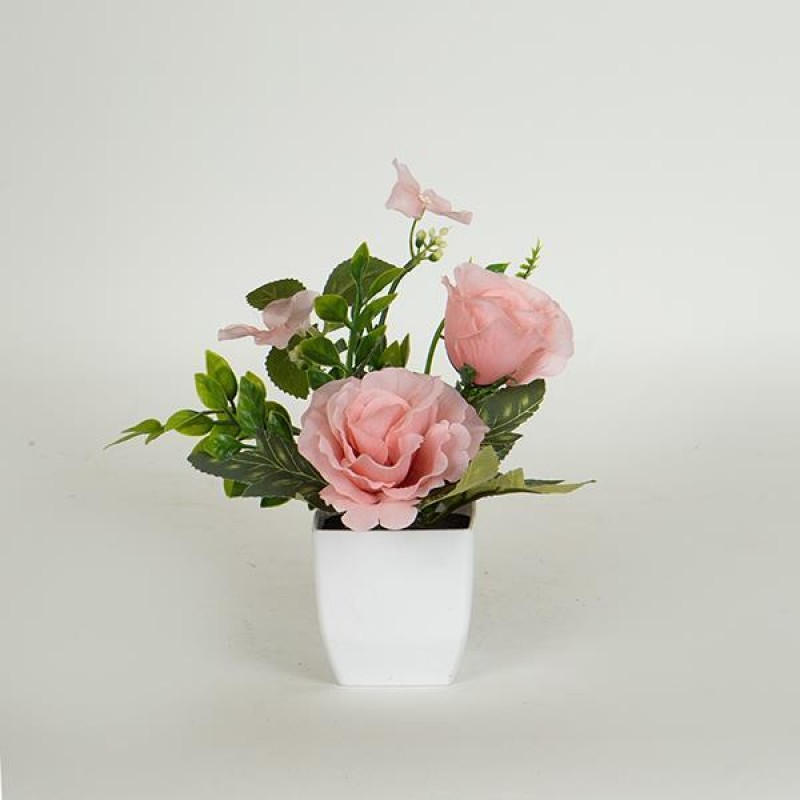 MIX FLOWERS IN A POT, WHITE-PINK, 17cm 758-14055