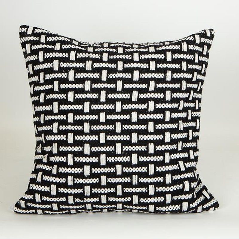 CUSHION,  WITH  FILLER, COTTON- WOVEN, BLACK-WHITE, 45x45cm 759-10011