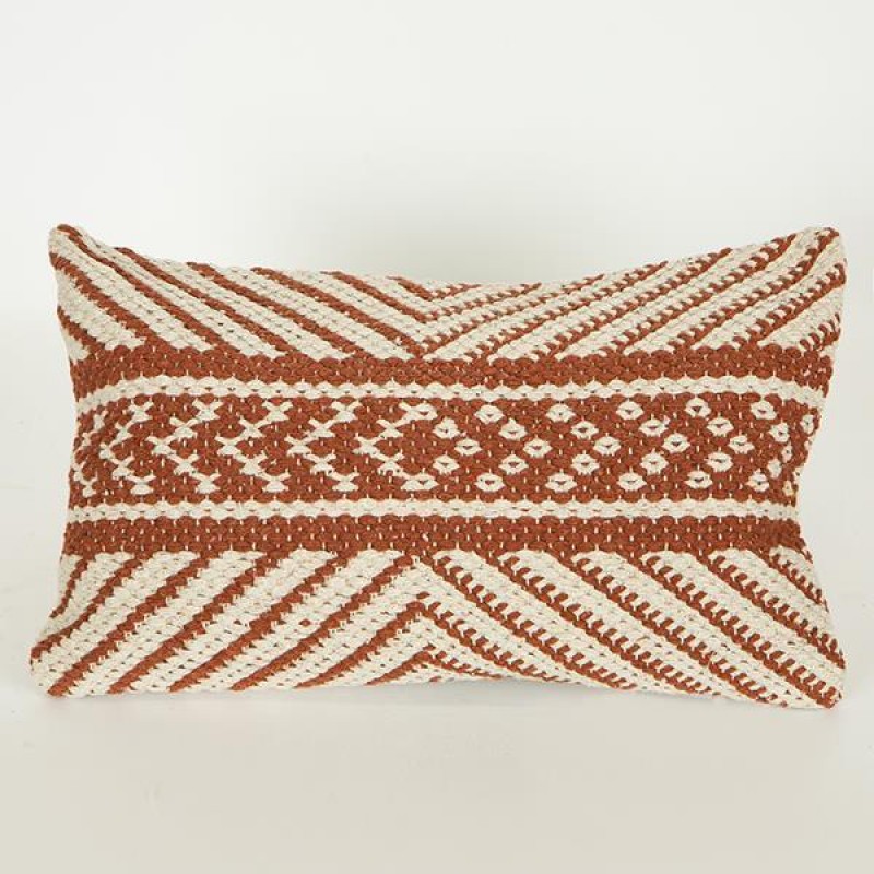 CUSHION,  WITH  FILLER, COTTON- WOVEN, ΝΑΤURAL- RUST  BROWN, 30x50cm 759-10018
