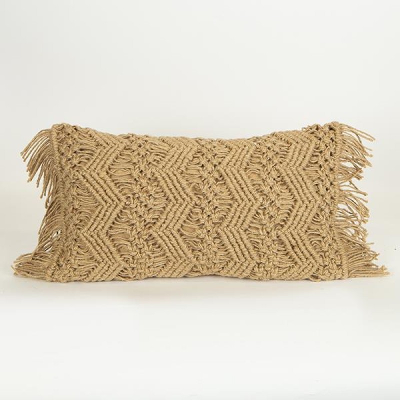 CUSHION,  WITH FILLER,  JUTE  WITH  FRINGES,  NATURAL, 30x50cm 759-10022