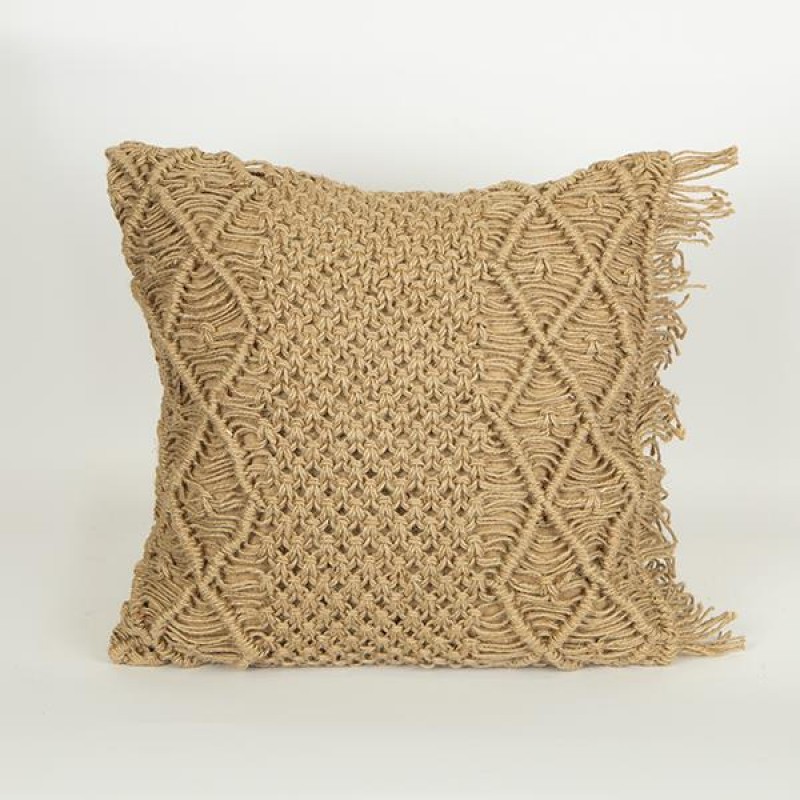 CUSHION,  WITH FILLER,  JUTE  WITH  FRINGES,  NATURAL, 45x45cm 759-10025