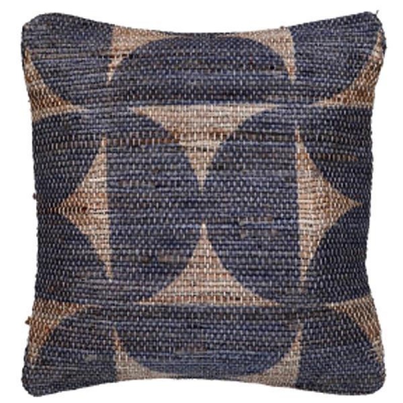 CUSSION, WITH FILLING, JUTE, NATURAL-BLEU, 45x45cm 759-10029