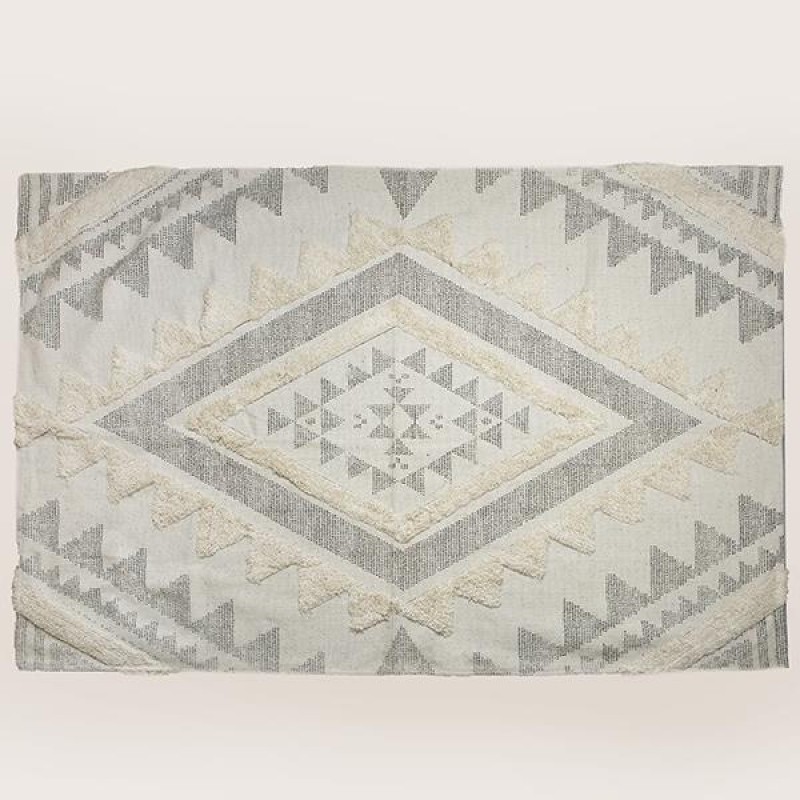 RUG,  WITH TASSELS, COTTON, BLACK-NATURAL, 120x180cm 759-12015