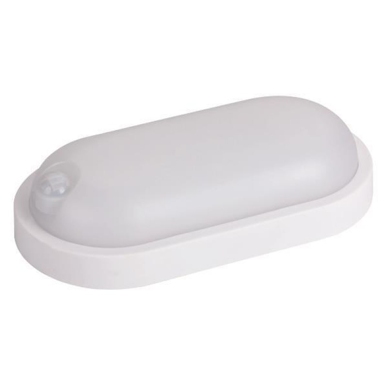 WALL MOUNTED LED LIGHT WITH RIR SENSOR OVAL 12W 205x105x54 4000K IP54 WHITE PLUS 145-20090