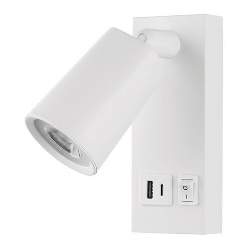 БЯЛА СТЕННА ЛАМПА ЗА ЧЕТЕНЕ С USB-C 5W 3000K
