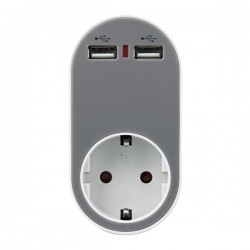 АДАПТОР SCHUKO С 2 USB СИВ С ДЕТСКА ЗАЩИТА
