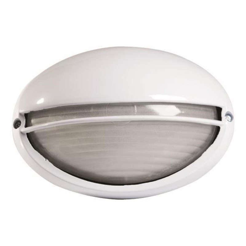 ОВАЛНО СТЕННО ТЯЛО АЛУМИНИЙ БЯЛО С КАПАК