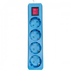 SOCKET 4 SCHUKO HOLES CABLE 3X1,5mm EXTENSION 2m BLUE WITH SWITCH & SHUTTER PROTECTION 147-62072 SOCKET 4 SCHUKO HOLES CABLE 3X1,5mm EXTENSION 2m BLUE WITH SWITCH & SHUTTER PROTECTION 147-62072
