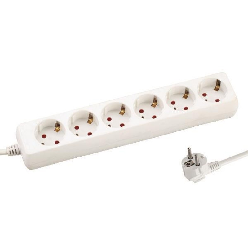 РАЗКЛОНИТЕЛ SCHUKO 6 ГНЕЗДА 3М С КАБЕЛ 3X1,5MM И ЗАЩИТА