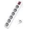 SOCKET 6 SCHUKO HOLES CABLE 3X1,5mm EXTENSION 3m WITH SWITCH & SHUTTER PROTECTION 147-62233