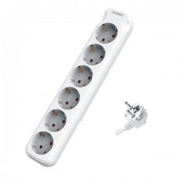 SOCKET 6 SCHUKO HOLES CABLE 3X1,5mm EXTENSION 5m WITH SHUTTER PROTECTION 147-62243 SOCKET 6 SCHUKO HOLES CABLE 3X1,5mm EXTENSION 5m WITH SHUTTER PROTECTION 147-62243