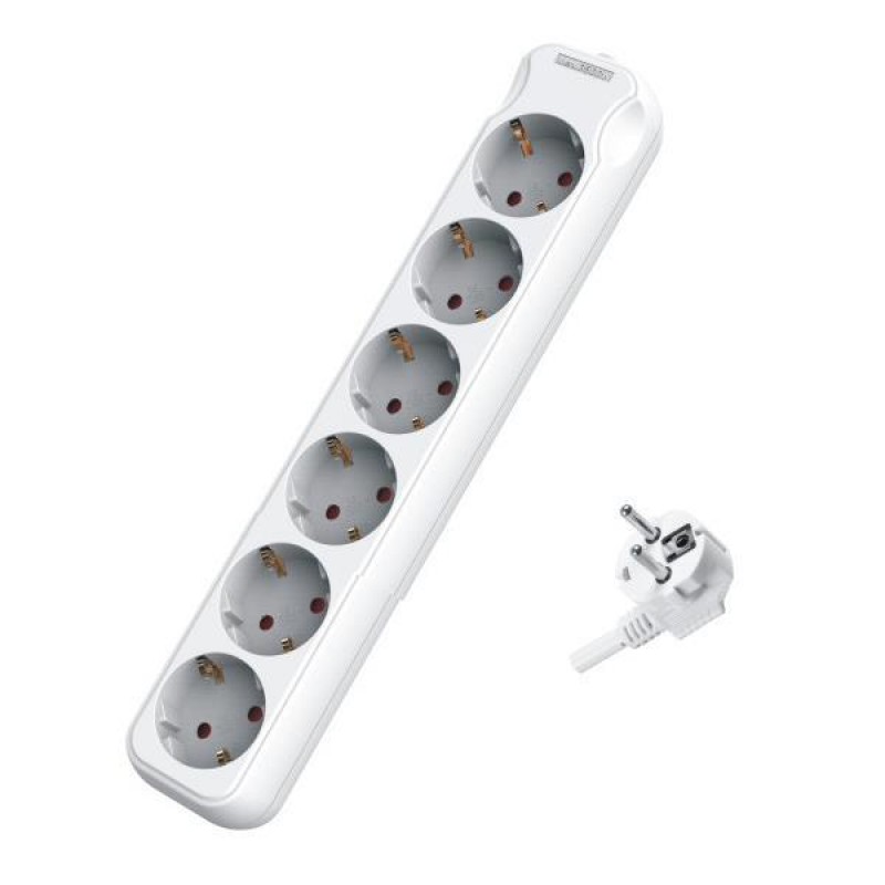 SOCKET 6 SCHUKO HOLES CABLE 3X1,5mm EXTENSION 5m WITH SHUTTER PROTECTION 147-62243