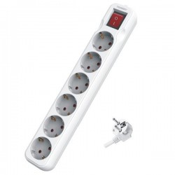 SOCKET 6 SCHUKO HOLES CABLE 3X1,5mm EXTENSION 5m WITH SWITCH & SHUTTER PROTECTION 147-62253 SOCKET 6 SCHUKO HOLES CABLE 3X1,5mm EXTENSION 5m WITH SWITCH & SHUTTER PROTECTION 147-62253