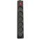 SOCKET 6 SCHUKO HOLES CABLE 3X1,5mm EXTENSION 1,5m BLACK WITH SWITCH & SHUTTER PROTECTION 147-62264