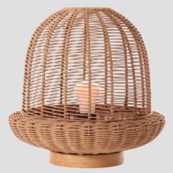 TABLE LAMP E27 BASE WOOD & RATTAN  Φ29x30 BEIGE 144-78002