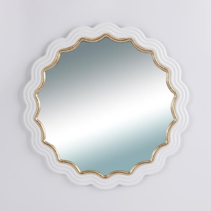 WALL MIRROR, POLYRESIN, WHITE - GOLD, 34x34x1.5cm 751-12062