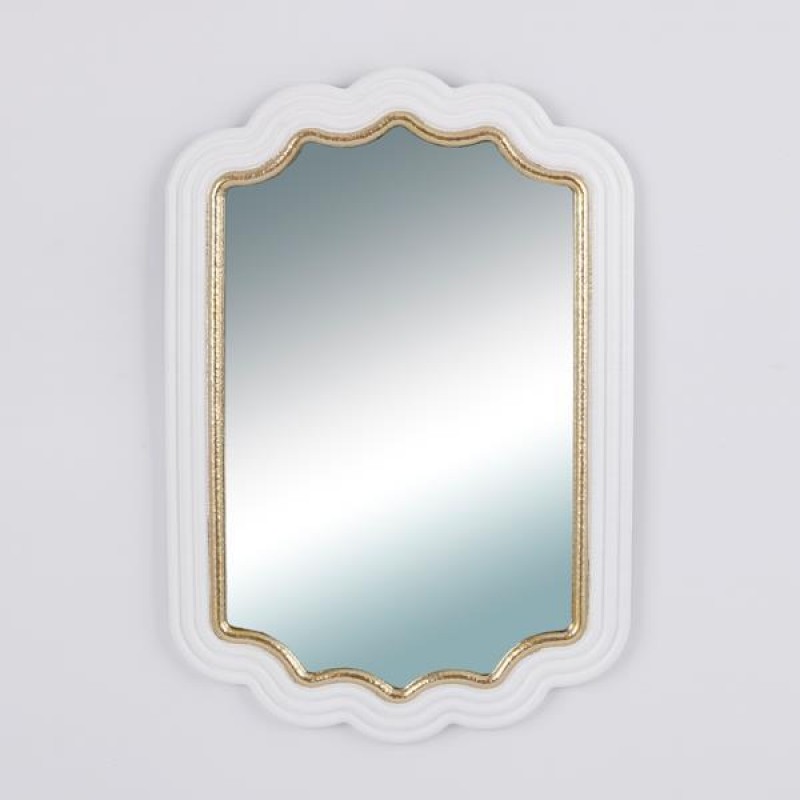 WALL MIRROR, POLYRESIN, WHITE - GOLD, 23.5x34.8x1.5cm 751-12063