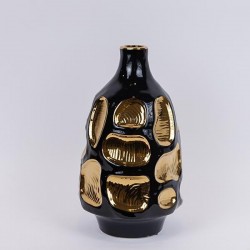 VASE, CERAMIC, BLACK-GOLD, 18.5x18.5x33.2cm 752-20422 VASE, CERAMIC, BLACK-GOLD, 18.5x18.5x33.2cm 752-20422