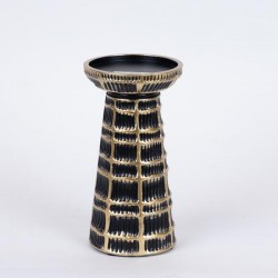 CANDLESTICK, POLYRESIN, BLACK-GOLD, 9x9x17.5cm 752-26060 CANDLESTICK, POLYRESIN, BLACK-GOLD, 9x9x17.5cm 752-26060