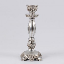 CANDLESTICK, POLYRESIN, SILVER, 10.5x10.8x24.5cm 752-26063 CANDLESTICK, POLYRESIN, SILVER, 10.5x10.8x24.5cm 752-26063