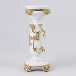 CANDLESTICK, POLYRESIN, WHITE - GOLD, 10.5x10.7x26cm 752-26065