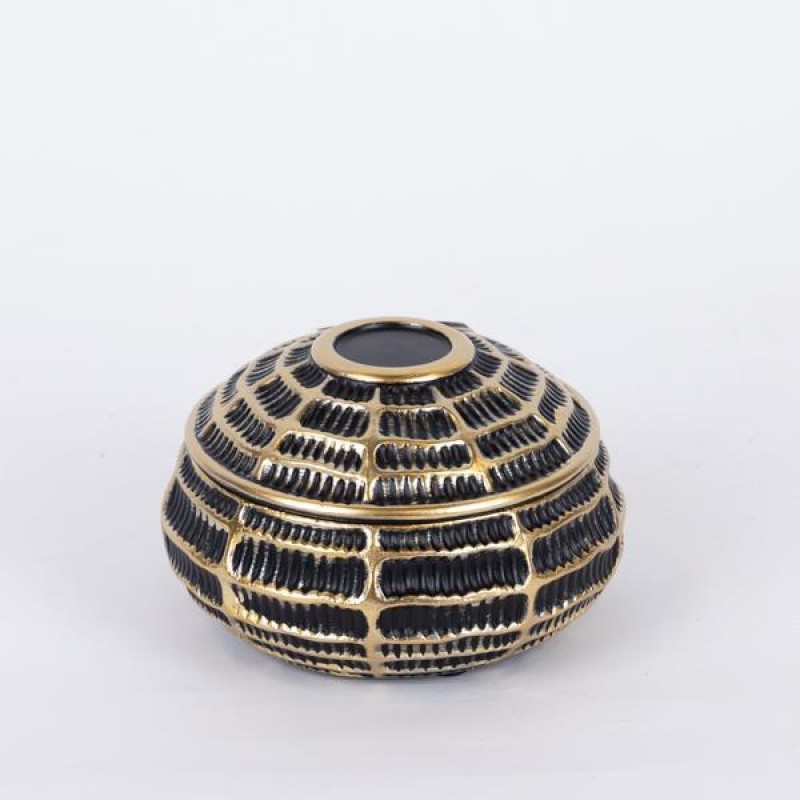 DECORATION BOX, POLYRESIN, BLACK - GOLD, 11.4x11.4x6.9cm 752-28614