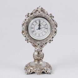 TABLE CLOCK, POLYRESIN, SILVER, 11.8x10x22cm 753-12031 TABLE CLOCK, POLYRESIN, SILVER, 11.8x10x22cm 753-12031