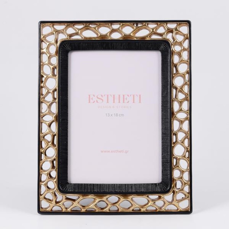 TABLE PHOTO FRAME (13x18), POLYRESIN, BLACK - GOLD, 19.5x24.5x1.5cm 756-12184