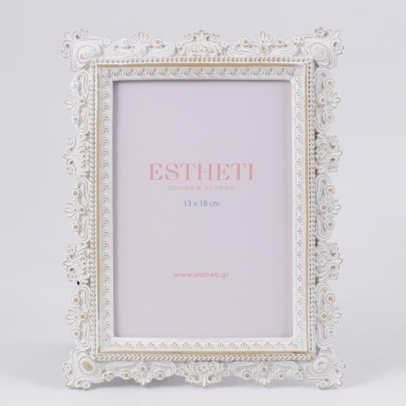 TABLE PHOTO FRAME (13x18), POLYRESIN, ECRU, 18.5x23.5x1.8cm 756-12196