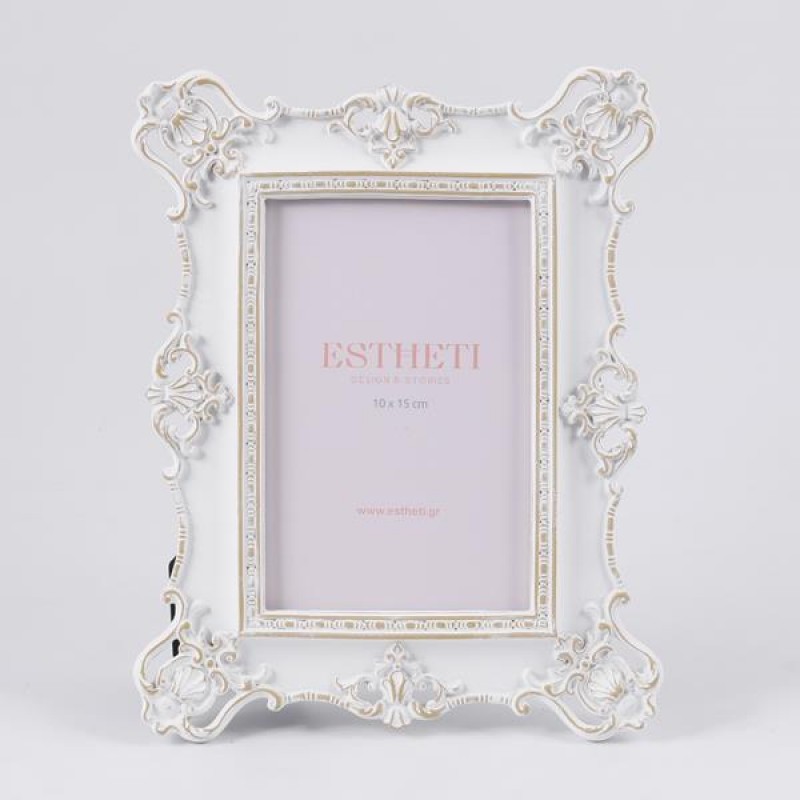 TABLE PHOTO FRAME (10x15), POLYRESIN, WHITE, 18.5x23.5x1.8cm 756-12197