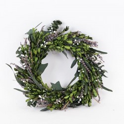 WREATH, PURPLE-GREEN-WHITE, 42x42x59cm 758-16011