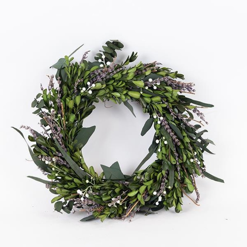 WREATH, PURPLE-GREEN-WHITE, 42x42x59cm 758-16011