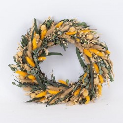 WREATH, WITH WHEAT, YELLOW-NATURAL-GREEN, 42x42x59cm 758-16014
