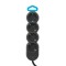 SOCKET 4 SCHUKO HOLES CABLE OVAL 3X1,5mm EXTENSION 1,5m BLACK WITH SHUTTER PROTECTION 147-62405