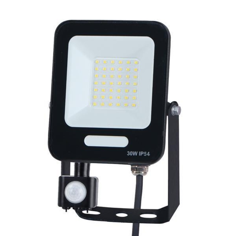 LED ПРОЖЕКТОР С ДЕТЕКТОР ЗА ДВИЖЕНИЕ 30W ЧЕРЕН IP54 3000K