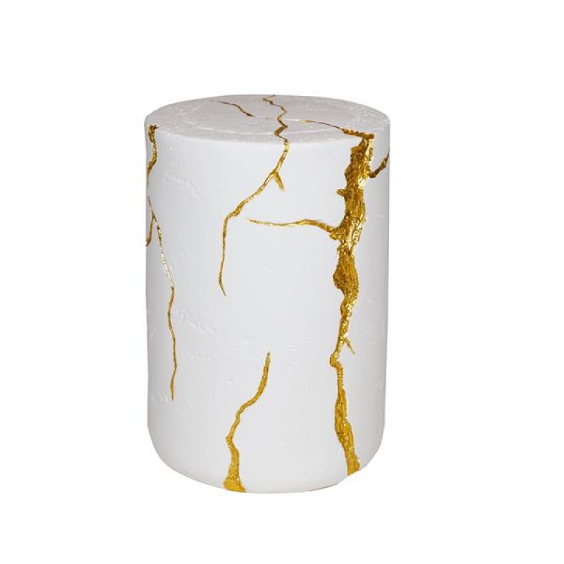 SIDE TABLE, MGO, WHITE-GOLD, 38x38x51 cm 810-00005