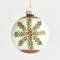 GLASS BALL, WHITE WITH GREEN SNOWFLAKE, SET 4PCS,8cm 600-42801