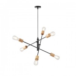 PENDANT LIGHT FIXTURES 6LIGHTS 6XΕ27 850X850X1540mm WOODEN&METAL BLACK ARTE ILLUMINA EDISON 144-30122 PENDANT LIGHT FIXTURES 6LIGHTS 6XΕ27 850X850X1540mm WOODEN&METAL BLACK ARTE ILLUMINA EDISON 144-30122