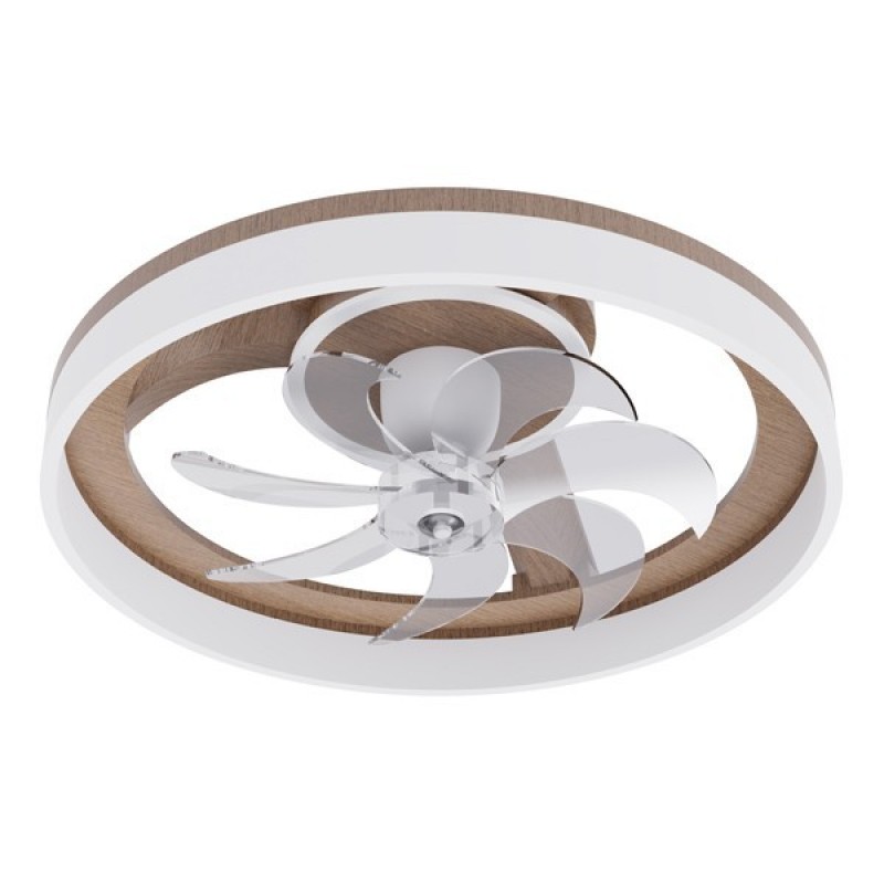 DECORATIVE CEILING FAN WITH LIGHT WOOD AND TRANSPARENT COLOR Φ50 DC 20W 300-25079