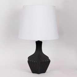 TABLE LAMP, WITH LINEN SHADE, CERAMIC, BLACK, 20.5x20.5x50cm 814-50004