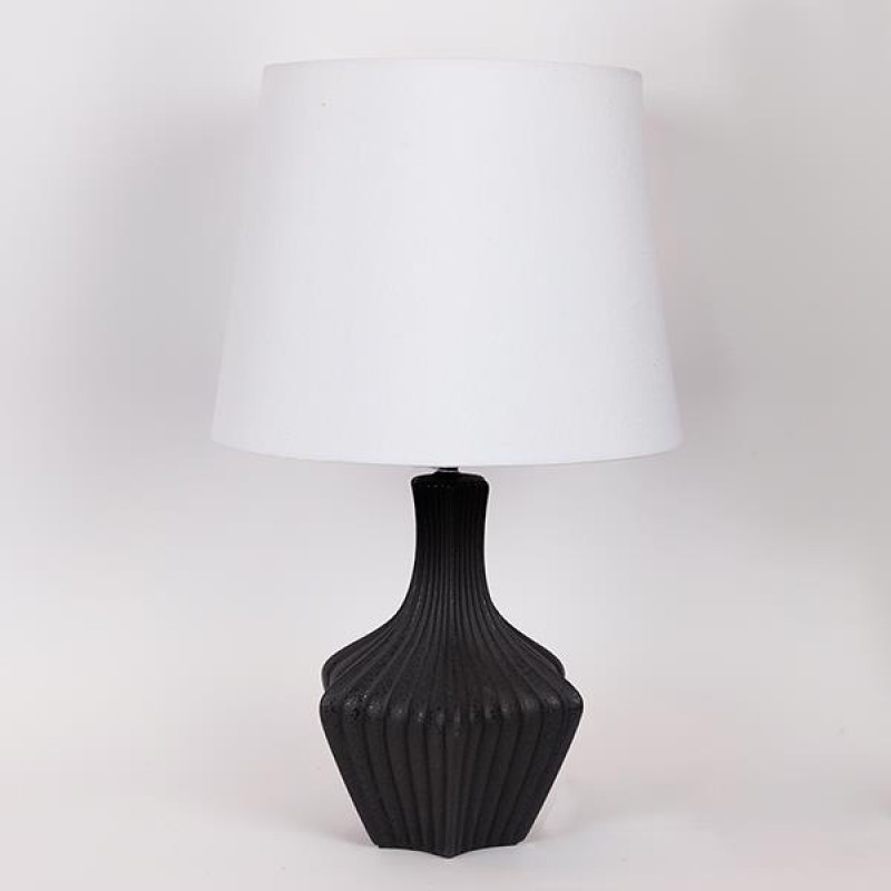 TABLE LAMP, WITH LINEN SHADE, CERAMIC, BLACK, 20.5x20.5x50cm 814-50004