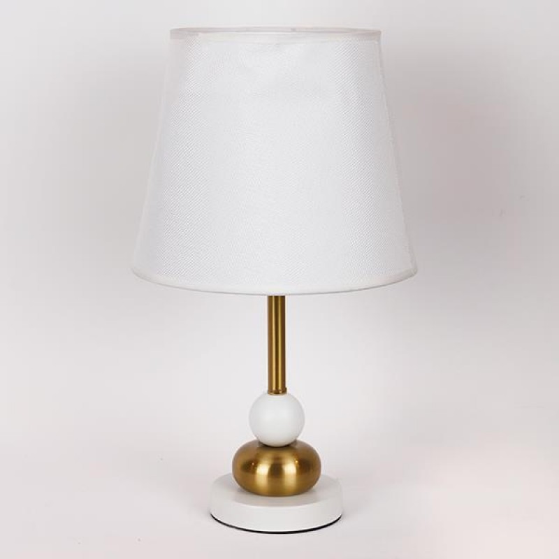 TABLE LAMP, WITH LINEN SHADE, CERAMIC, WHITE-GOLD, 25x18x43cm 814-50008