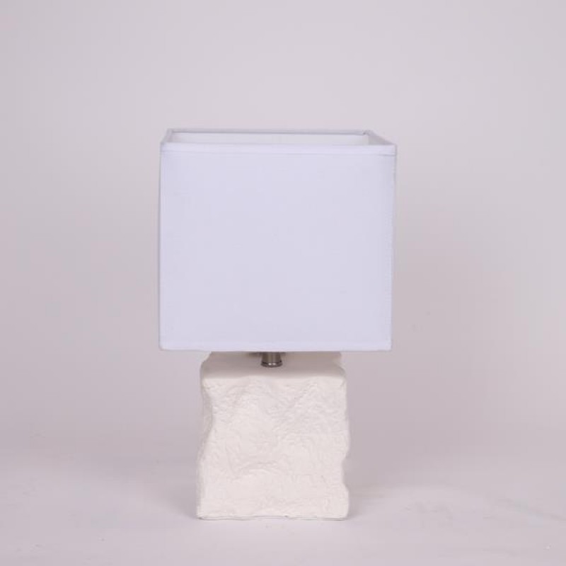 TABLE LAMP, WITH LINEN SHADE, CERAMIC, WHITE, 21x37cm 814-50009