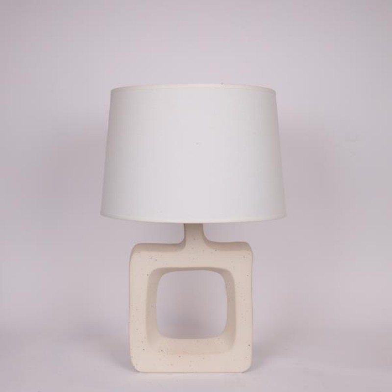 TABLE LAMP, WITH LINEN SHADE, CERAMIC, WHITE, 38x57cm 814-50010